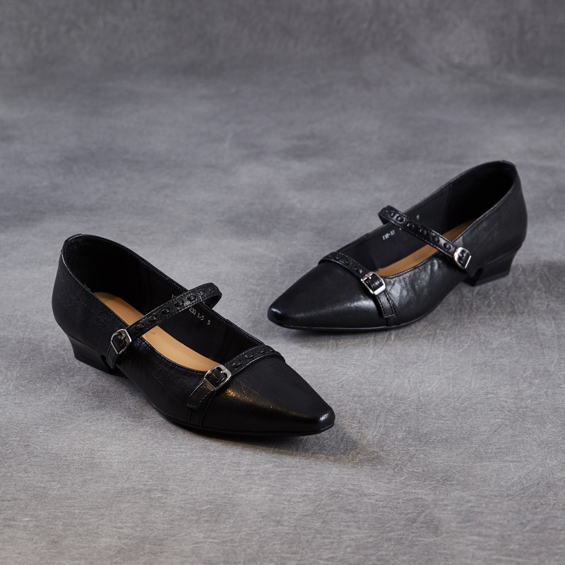 Women Shoes Black - 브라운 블랙 한국 여성 플랫 슈즈