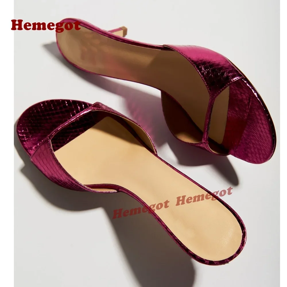 Women'S Shoes Crocs - 보라색 광택 스틸레토 힐 슬리퍼 오픈