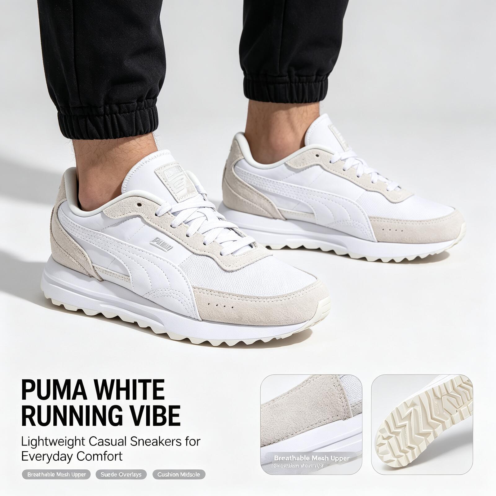 Women'S Shoes Puma Sneakers - 새로운 핫 푸마 화이트 경량 러닝화