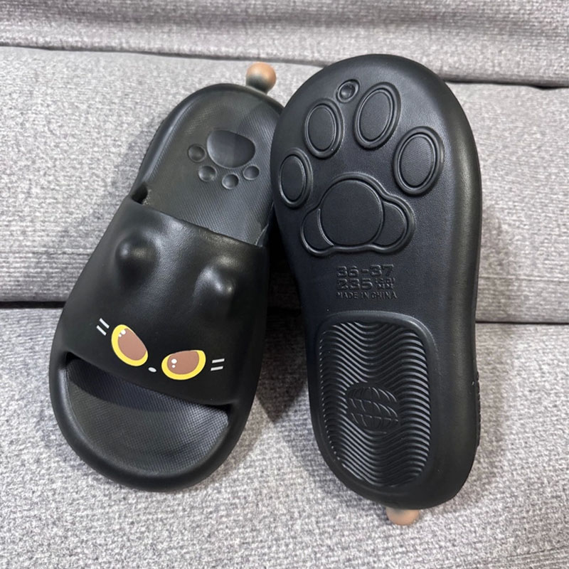 Women Shoes Black - 새롭고 귀여운 3D 검은 고양이 발바닥
