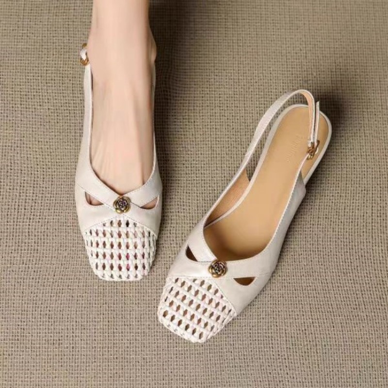 Slingback Pumps Women - 여성용 프렌치 스타일 클로즈드 토 샌들,