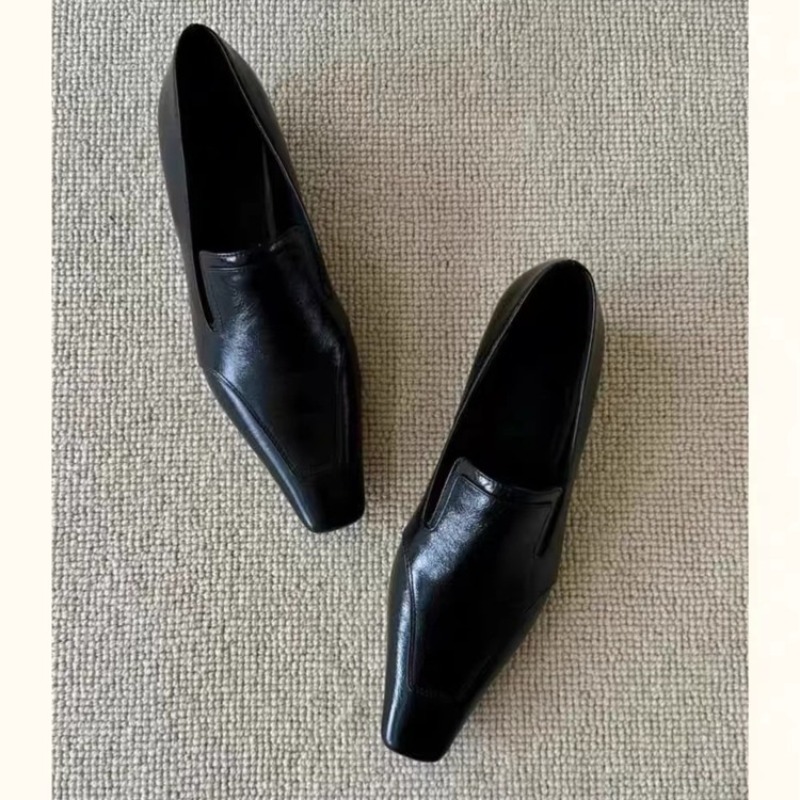 Women Shoes Heels - 레트로 스퀘어토 딥 마우스 슬립온 로우힐