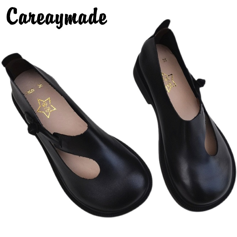 Women Shoes Heels - Careaymade-진짜 가죽 큰 신발, 레트로 내셔널