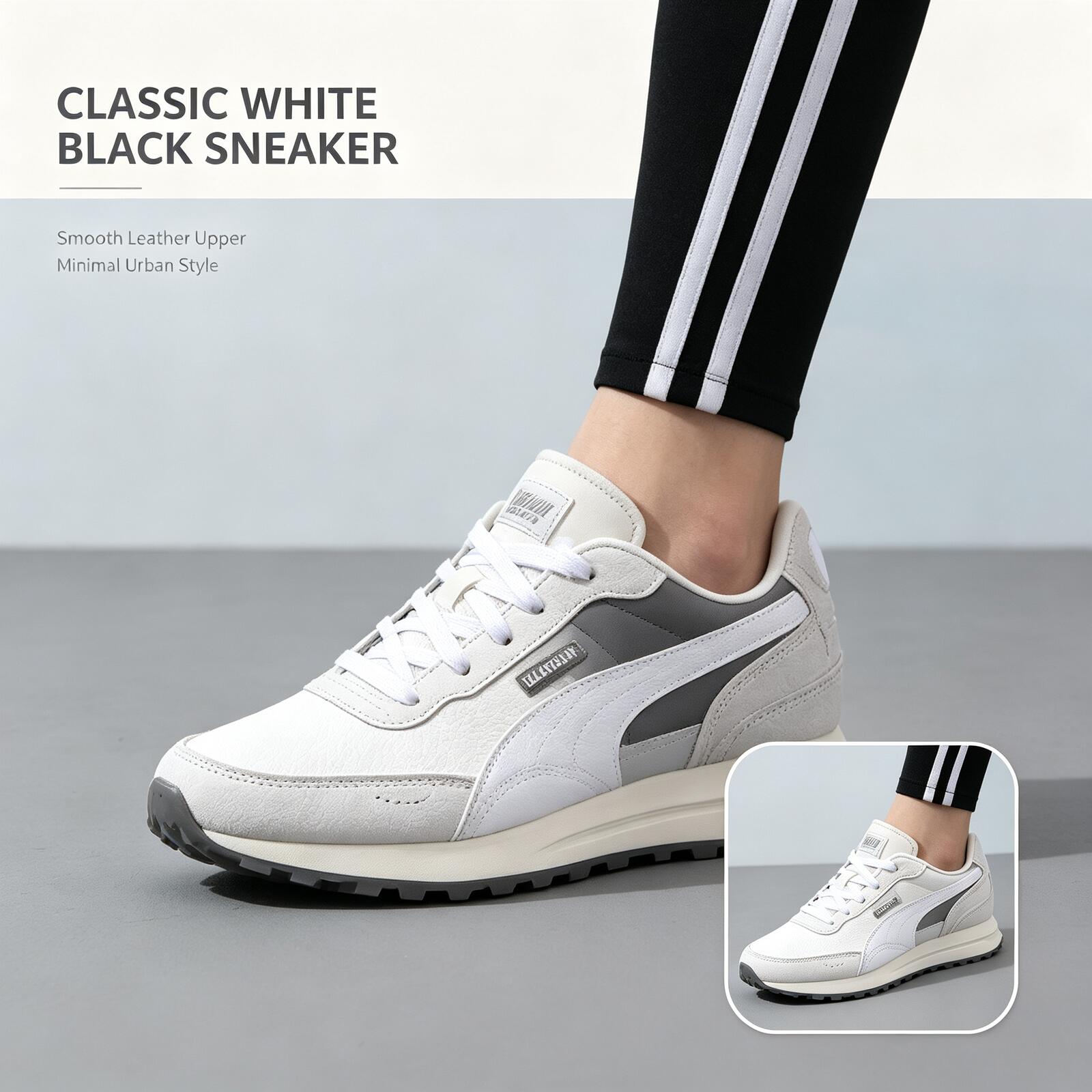 Women'S Shoes Puma Sneakers - PUMA 남성 화이트 블랙 로우탑 스니커즈