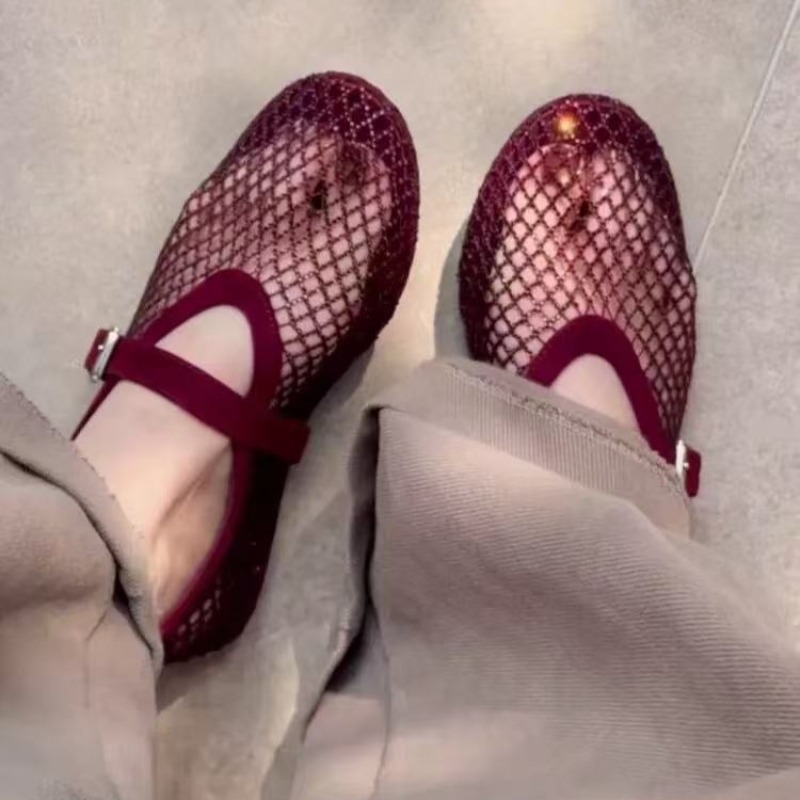 Women Shoes Heels - 속이 빈 라인스톤 바오토우 샌들 여성용