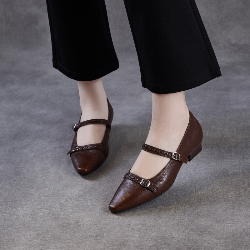 브라운 블랙 한국 여성 플랫 슈즈 스퀘어 토 버클 스트 - Women Shoes Black 리뷰 및 가격