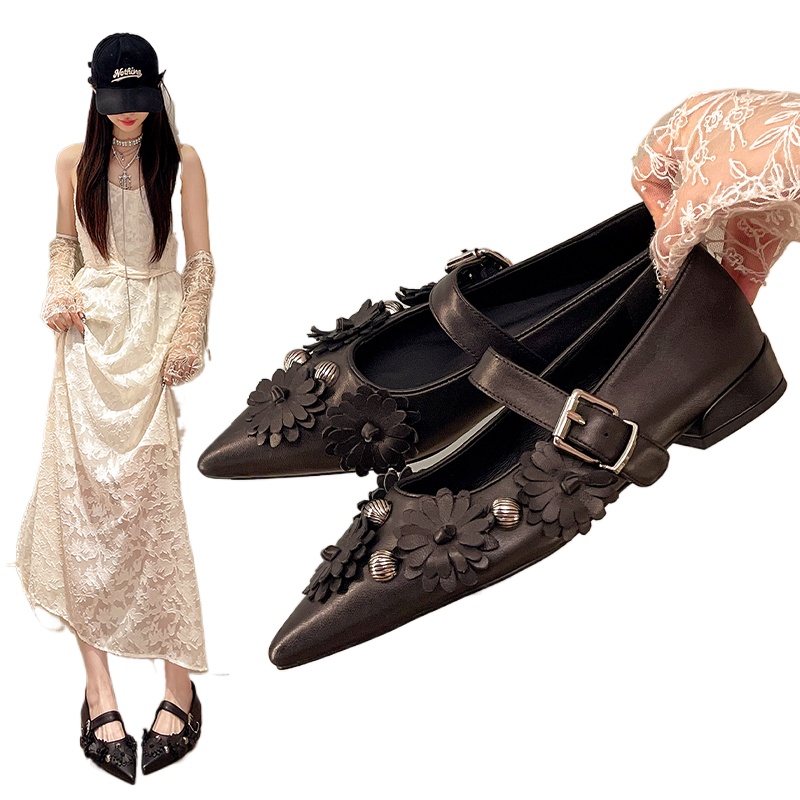 메탈 리벳 버클 스트랩 소프트 가죽 캐주얼 드레시 발레 - Women Shoes Black 리뷰 및 가격