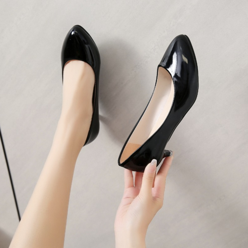 대형 사이즈 35-42 부드러운 여성용 미들힐 싱글 슈 - Women Shoes Black 리뷰 및 가격