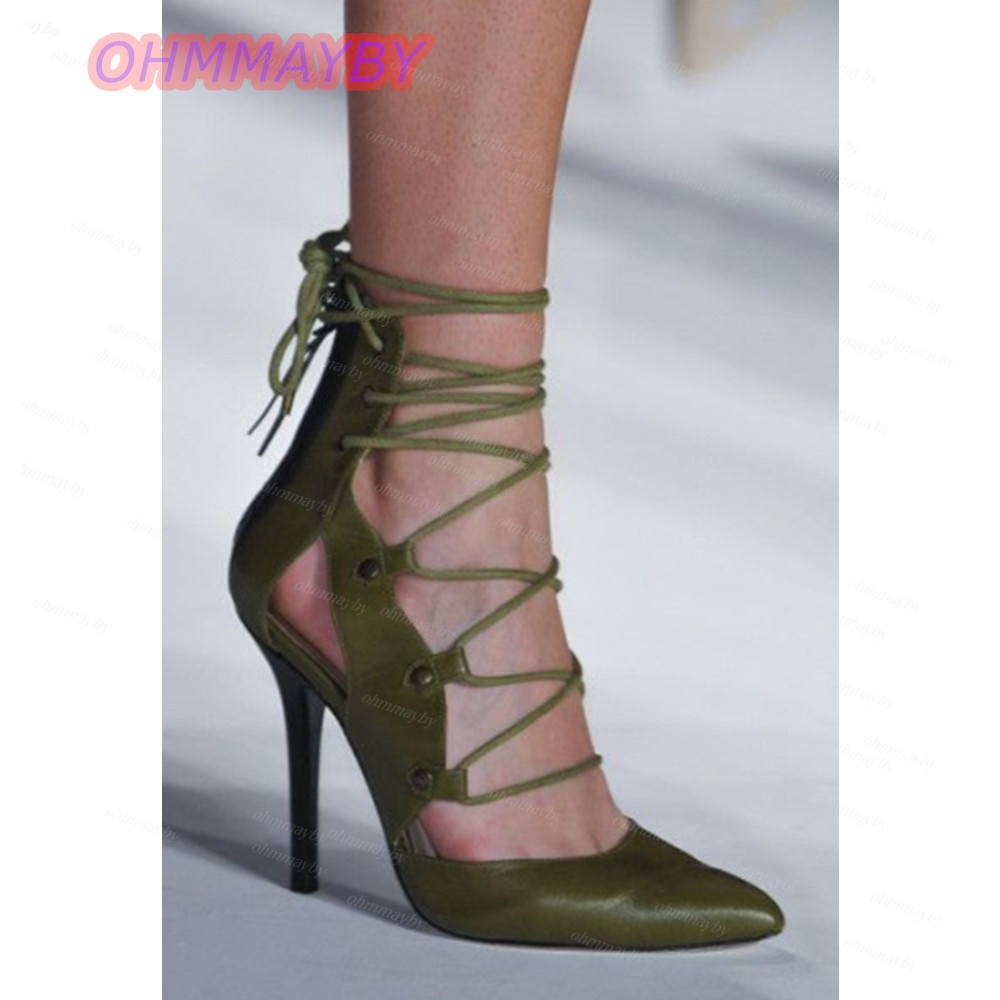 여성용 올리브 그린 레이스업 펌프스 포인티드 토 스틸레 - Women Shoes Us To Eu 리뷰 및 가격
