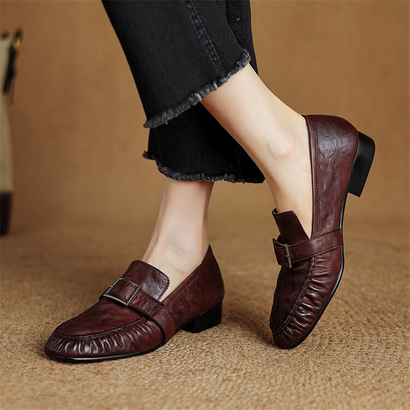 여성용 정품 가죽 펌프스, 여성용 주름진 라운드 토 슈 - Women Shoes Heels 리뷰 및 가격