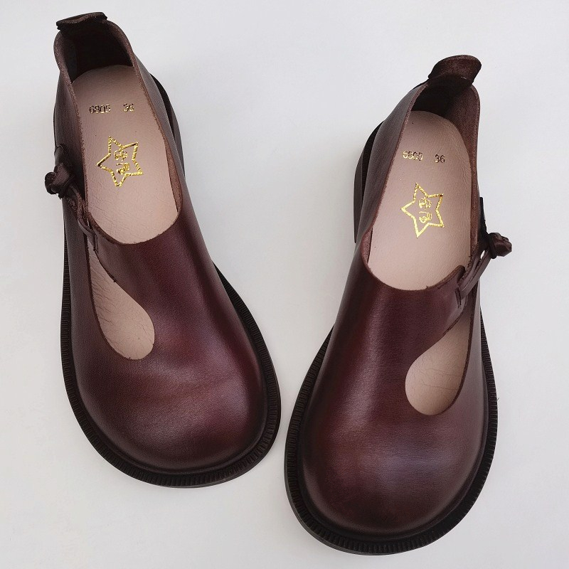 Careaymade-진짜 가죽 큰 신발, 레트로 내셔널 - Women Shoes Heels 리뷰 및 가격