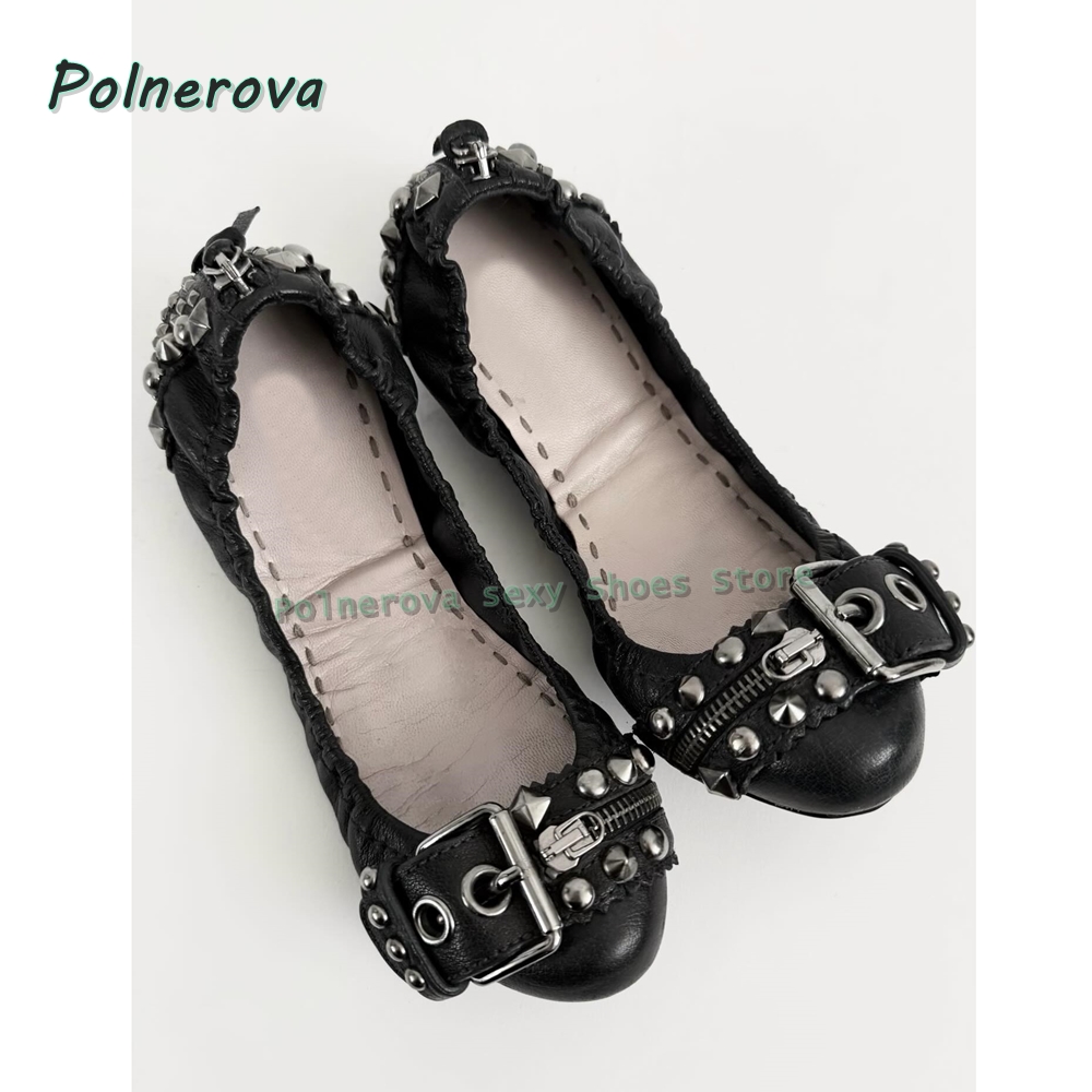 리벳 벨트 버클 메리 제인 슈즈 포인티드 토 플랫 얕은 - Slingback Pumps Women 리뷰 및 가격