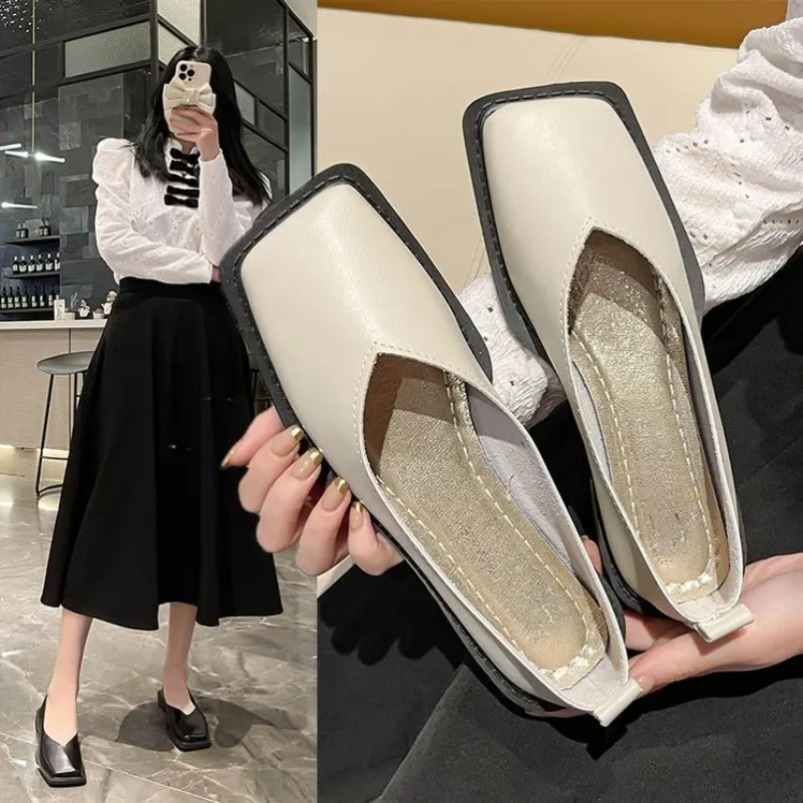 로마 여성 로우힐 펌프스 여성 신발 플랫 슈즈 스퀘어  - Women'S Shoes For Fall 리뷰 및 가격