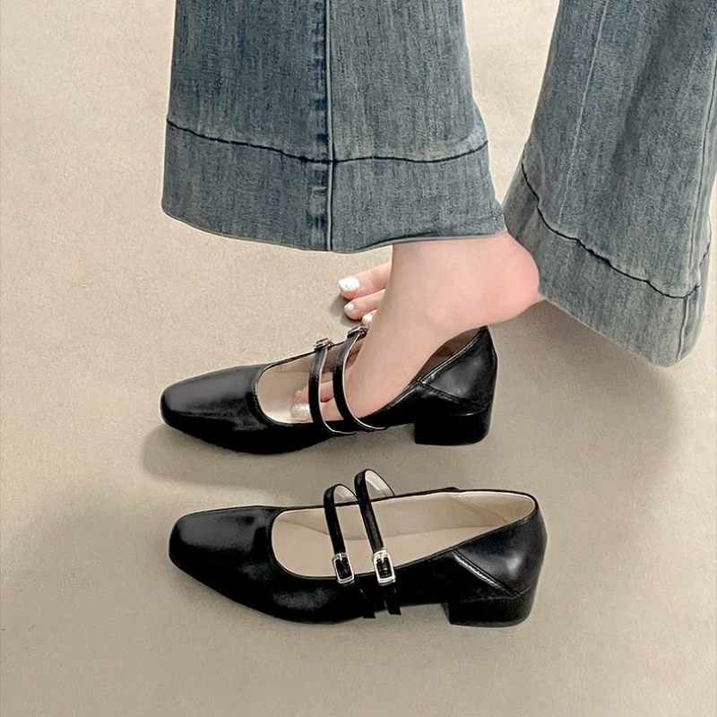 스퀘어 토 로우힐 여성용 실버 메리 제인 슈즈 패션 우 - Women Shoes Size 리뷰 및 가격