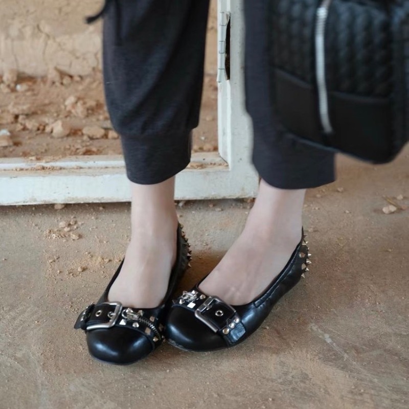볼트 라운드 헤드 싱글 슈즈 여성용 가죽 버클 로우컷  - Slingback Pumps Women 리뷰 및 가격