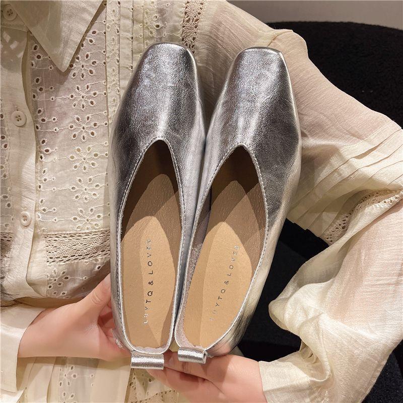 패션 신발 여성용 로퍼 정품 가죽 고급 실버 힐 스퀘어 - Slingback Pumps Women 리뷰 및 가격