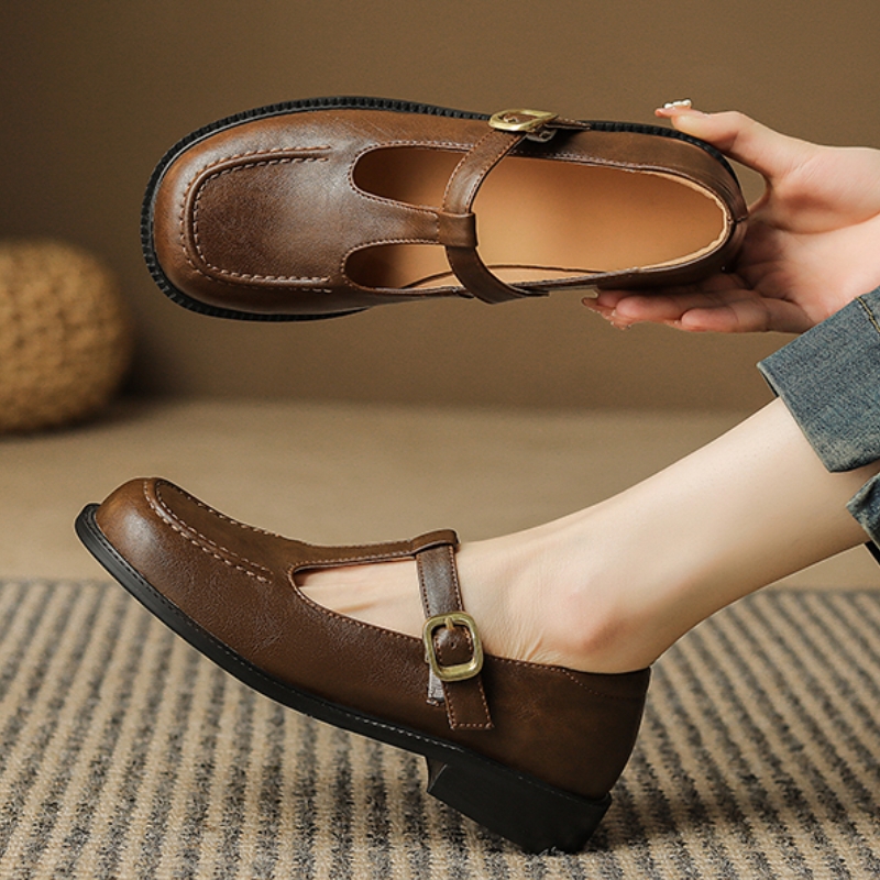 캐주얼 여성 플랫 슈즈 정품 가죽 패션 편안한 T-스트 - Women Shoes Black 리뷰 및 가격